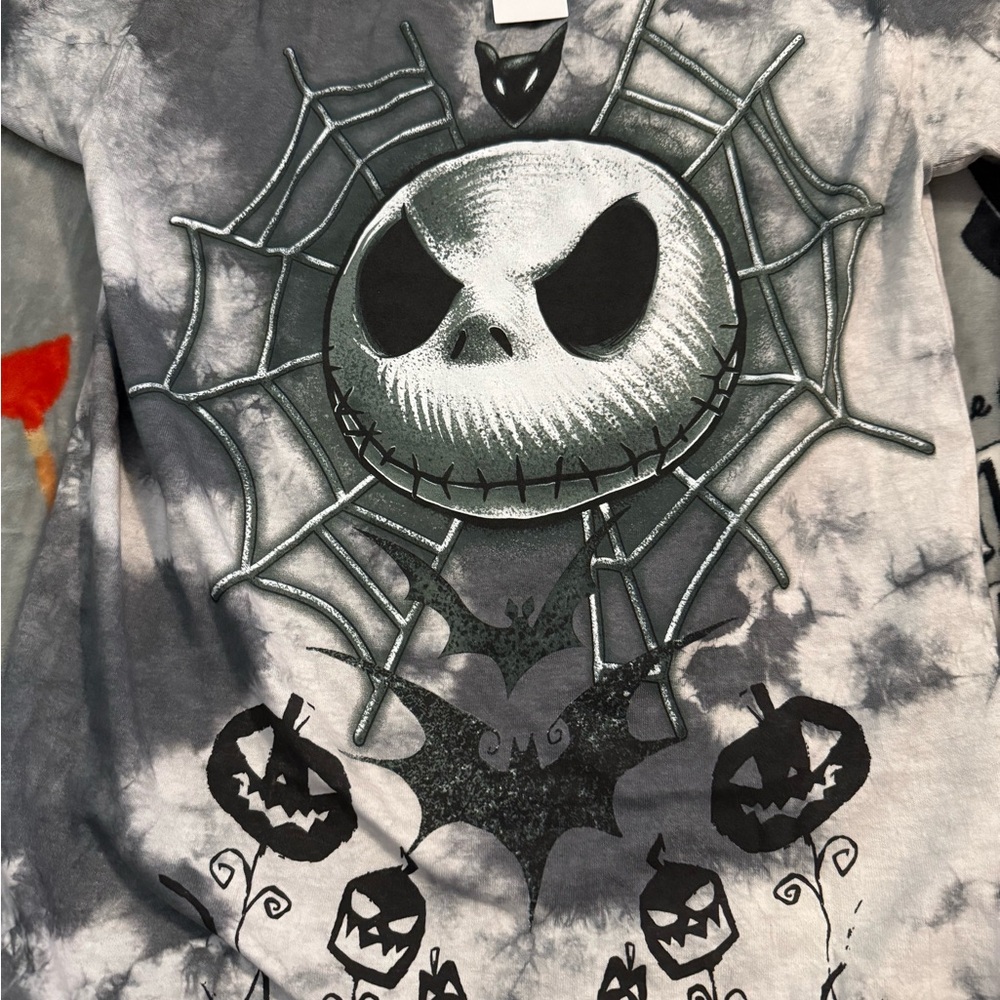 Gray tie dye nightmare before Christmas shirt